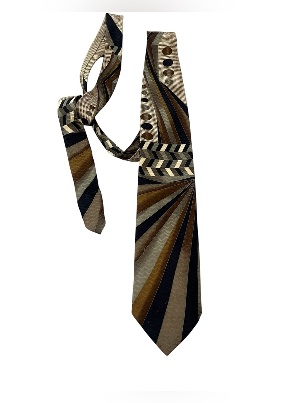 Salvatore Gregorio 100% Silk Tie Italy Handmade brown black geometric